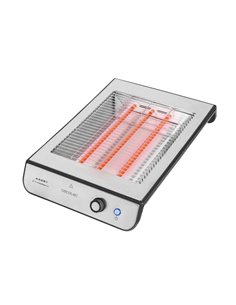 Cecotec Turbo Easy Toast Inox Tostador Horizontal - 900W - 3 Resistencias de Cuarzo - 6 Niveles de Tostado - Hueco Recogecables 