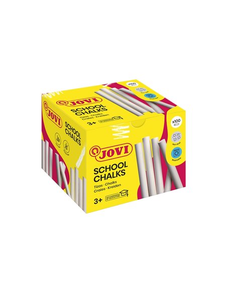Jovi Classcolor Boîte de 100 Tizas Antipolvo Blancas - Compactas - Sans Polvo - Materias Primas Naturales - Trazos Nitidos - Fac