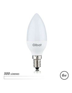 Elbat Bombilla LED - Potencia: 6W - Lumenes: 500 - Tipo de Luz: 4000K Luz Blanca - Casquillo: E14 - Angulo: 180º - Dimensiones: 