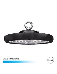 Elbat Lampara LED UFO de Techo - Potencia: 150W - Lumenes: 22500 - Luz Fria: 6500K - Ac 100-240V - Diametro: 28.6cm - Angulo Rég