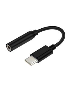Aisens Conversor USB-C à Audio - Frecuencia de Muestreo 384KHz 32Bit - USB-C/M-JACK 3.5/H - 15cm - Couleur Noir