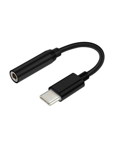Aisens Conversor USB-C à Audio - Frecuencia de Muestreo 384KHz 32Bit - USB-C/M-JACK 3.5/H - 15cm - Couleur Noir