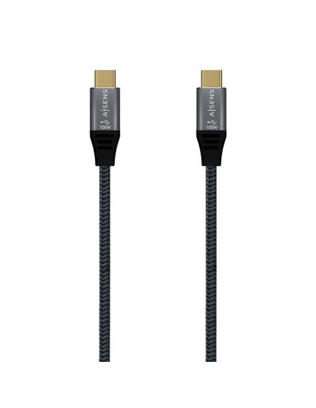 Aisens Câble USB 2.0 Aluminium 5A 100W E-MARK - USB-C/M-USB-C/M - 2.0M - Couleur Gris