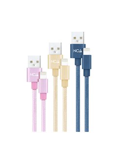 Nanocable Pack de 3 Cables Mallados USB-À Mâle à Lightning Mâle - Longueur 1m - Couleurs Rose, Dorado et Bleu