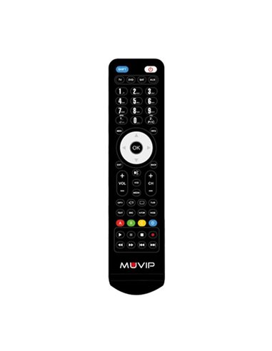 Muvip Mando à Distancia 4 en 1 Universal - Programable - Aprendizaje Desde le Mando Original - Couleur Noir