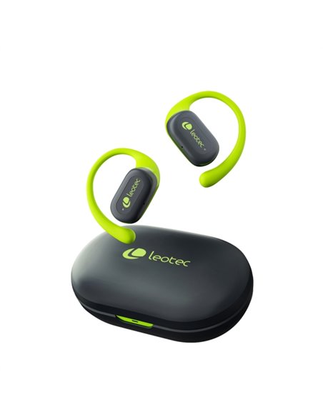 Leotec Open Air Zenith Sport Écouteurs Bluetooth 5.4 - Étui de Charge - 30h Autonomie - Couleur Vert