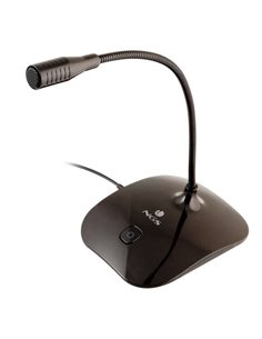 NGS MS115 Microfono de Escritorio Omnidireccional - Réglable - Boton Mute - Câble de 1.50m - Jack 3.5mm - Couleur Noir