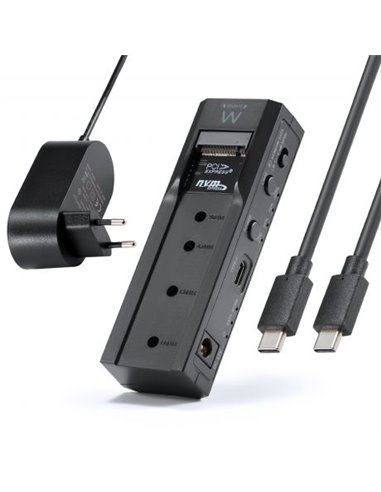 Ewent Clonador Double Bahia - HDD/NVMe M2 - USB-C 3.2 Gen2 - Indicateur LED - Conversor à SATA - Couleur Noir
