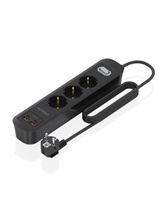 Aisens Regleta Avec 3 Tomas Schuko - 2xUSB-C - 2xUSB-À - Câble de 1.4m - Interruptor Avec Indicateur LED - Power Delivery - Qual