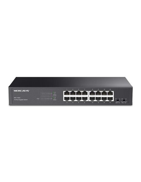 Mercusys MS116GS Switch 16 Puertos Gigabit RJ45 10/100/1000Mbps Avec Auto-Negociacion - Plug & Play - Montaje Escritorio ou Rack