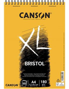 Canson Bloc XL Bristol Extraliso A4 de 50 Feuilles 180gr - Acabado Satinado - Muy Résistant - Couleur Blanc