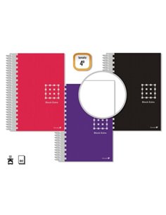 Golden Cahier Spirale 4º 80 Feuilles 60grs Liso - Margen Remarcado - Couvercle Extradura - Couleurs assorties