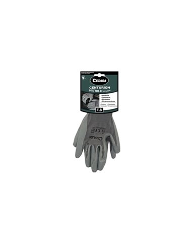 Cegasa Centurion Gants de Travail Taille 8 - Fabricados en Nylon Avec Recubimiento de Nitrilo en Paume et Dedos - Couleur Gris