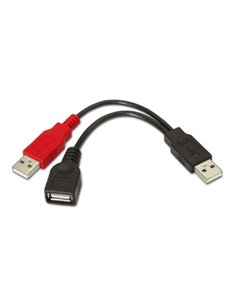Aisens Câble USB 2.0+Alimentation - Tipo À/M+À Alimentation/M-À Femelle - 15cm - Couleur Noir