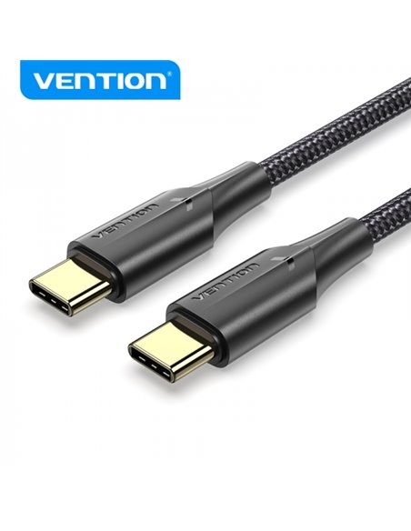 Vention Câble USB-C Mâle à USB-C Mâle 3A 60W LED - 3m Coton tressé Noir