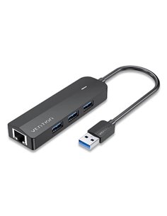 Vention Hub USB 4 en 1 - 3xUSB-À - Ethernet RJ45 - Câble USB-À de 15cm - Indicateur LED - Vitesse Jusqu'à 5Gbps - Couleur Noir