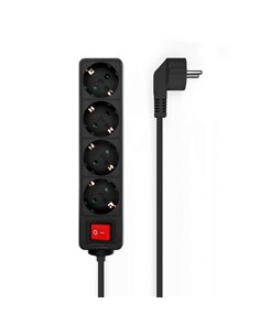 Aisens Regleta de 4 Tomas Schuko Avec Câble de 1.4m - Interruptor On/Off - Protection Infantil - Couleur Noir