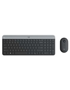 Logitech MK470 Slim Pack Inalambrico USB Clavier 12 Teclas FN + Souris 1000dpi 3 Botones - Ultafinos - Silenciosos - Usage Ambid