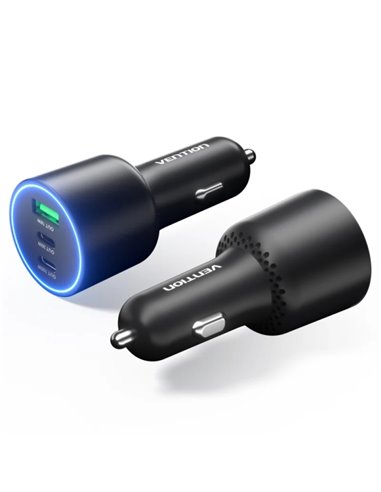 Vention Cargador de Coche Pour Smartphone - 165W - 2xUSB-C - USB-À - Power Delivery 3.0 - Qualcomm 3.0 - Couleur Noir