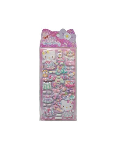Comansi Pegatinas en Relieve Hello Kitty 10 x 25 cm - 4 Modelos Assortis - Efecto 3D - Estilo Kawaii