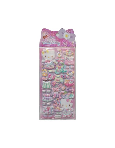 Comansi Pegatinas en Relieve Hello Kitty 10 x 25 cm - 4 Modelos Assortis - Efecto 3D - Estilo Kawaii