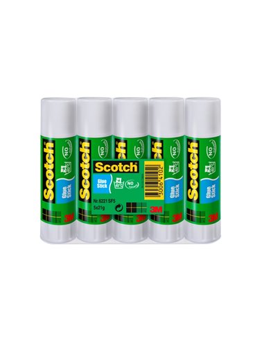 Scotch Pack de 5 Pegamentos en Barra Adhésif Solido - 21gr Par Unidad - Couleur Transparent