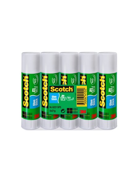 Scotch Pack de 5 Pegamentos en Barra Adhésif Solido - 21gr Par Unidad - Couleur Transparent