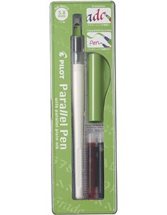 Pilot Pack de Pluma Estilografica Parallel Pen 3.8mm - Embout en acier - Trait de 3.8mm - 2 Recargas - Couleur Noir/Rouge