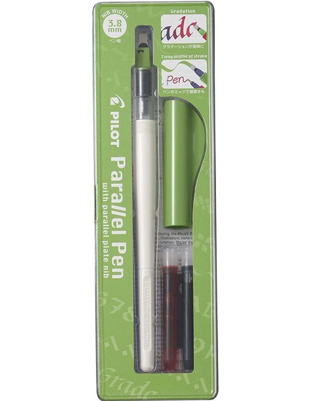 Pilot Pack de Pluma Estilografica Parallel Pen 3.8mm - Embout en acier - Trait de 3.8mm - 2 Recargas - Couleur Noir/Rouge