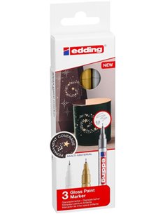 Edding 780 Pack de 3 Feutres Permanentes de Encre Opaca - Pointe Ronde - Trait 0.8mm - Puntas de Recambio Disponibles - Séchage 