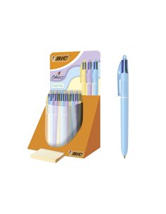 Bic 4 Colours Pastel Présentoir Avec 30 Boligrafos de Bola Retractil - Pointe Media de 1.0mm - Encre Avec Base de Aceite - Corps