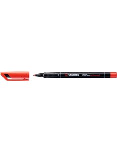Stabilo OHPen Feutre Permanent - Pointe Fina - Trait de 0.7mm - Agarre Antidérapant - Tapon Ventilado - Couleur Rouge
