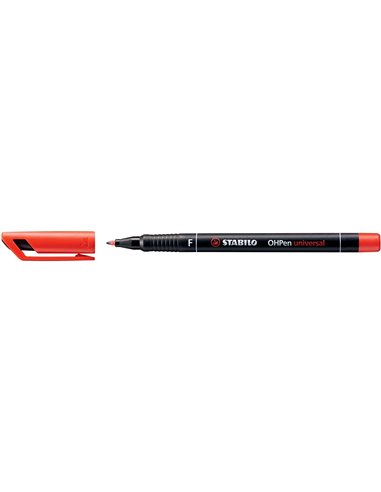 Stabilo OHPen Feutre Permanent - Pointe Fina - Trait de 0.7mm - Agarre Antidérapant - Tapon Ventilado - Couleur Rouge