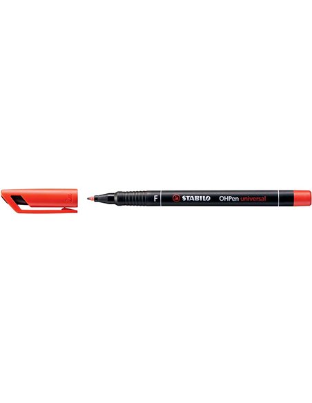 Stabilo OHPen Feutre Permanent - Pointe Fina - Trait de 0.7mm - Agarre Antidérapant - Tapon Ventilado - Couleur Rouge