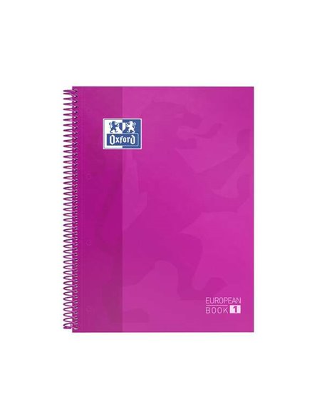 Oxford Europeanbook 1 Cahier Spirale Format A4+ Cuadriculado 5x5mm - 80 Feuilles - Banda de Couleur - Couvercle Extradura Brilla