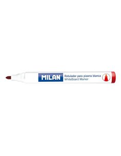 Milan Feutres Pour Tableau Blanca Avec Pointe Ronde - Pointe 4.7 mm - Encre à Base de Alcohol - Borrable en Seco - Couleur Rouge