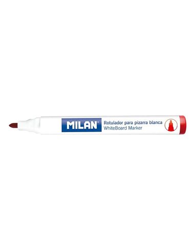Milan Feutres Pour Tableau Blanca Avec Pointe Ronde - Pointe 4.7 mm - Encre à Base de Alcohol - Borrable en Seco - Couleur Rouge