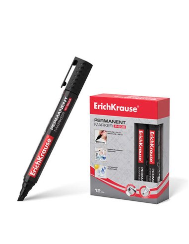 Erichkrause Marqueur Permanent P-500 - Pointe Biselada - Résistant à l'eau et à les Rayos UV - Couleur Noir