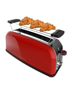 Cecotec Toastin' Time 850 Tostadora de Ranura Larga - 850W - Ranura Ancha - Calienta Panecillos - Autocentrado - Bandeja Recogem