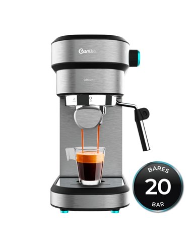 Cecotec Cafelizzia 890 Gray Cafetera Espresso - 1350W - 20Bar - Vaporizador Orientable - Deposito Eau 1.2L Amovible - Double Sor