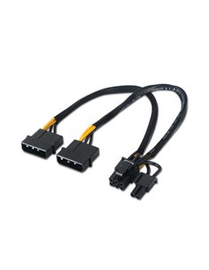 Aisens Câble Carte grafica - 2xMolex 4pin/M-PCI-E(Molex 6+2pin)/M - 20cm - 100% Cobre - Couleur Noir