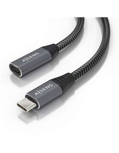 Aisens Câble USB 3.2 GEN2x2 Aluminium 20Gbps 8K@30Hz 5A 100W - Tipo USB-C/M-USB-C/H - 2.0m - Couleur Gris