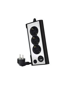 Nanocable Regleta de Sobremesa Avec 3x Shuckos, 1x USB-C et 1x USB-À - Iluminacion LED Avec Interruptor - Câble de 1.50m