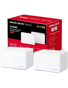 Mercusys Halo H80X Système Wi-Fi 6 Mesh AX3000 Double Banda - 2 Unidades Halo - Cobertura Jusqu'à 650 m² - 3 Puertos Gigabit Par