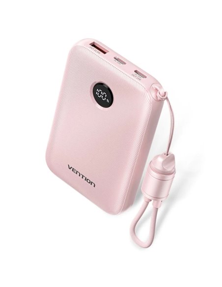 Vention Powerbank de 10000mAh - Potencia de Sortie Jusqu'à 22.5W - USB-À - USB-C - Écran LED - Câble USB-C de 17cm - Adapté Pour