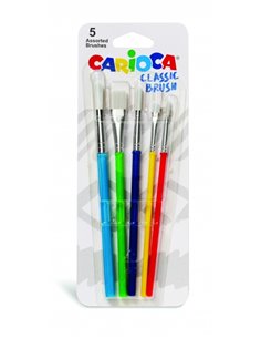 Carioca Pinceles Pack de 5 Pinceles - Nylon - Cerdas Suaves et Duraderas - Perfectos Pour le Cole - 5 Tamaños Diferentes - Coule