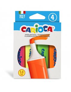 Carioca Memolight Pack de 4 Marcadores - Pointe Biselada de 5mm - Couleurs Brillantes et Lavables - Encre à Base de Eau - Colorr