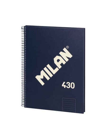 Milan Serie 1918 Cahier Spirale Format A4 Pautado 7mm - 80 Feuilles de 95 gr/m2 - Microperforado, 4 Taladros - Couleur Bleu Fonc