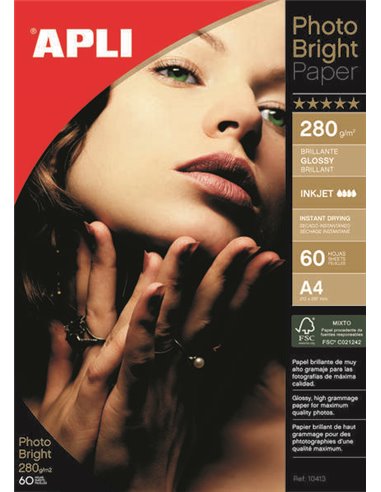 Apli Papier Fotografico Photobright A4 280g 60 Feuilles