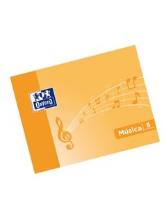Oxford Carnet de Musica Grapada Format A5 Apaisado 10 Feuilles - 5 Pentagramas Interlineado de 4mm - Couverture souple - Couleur